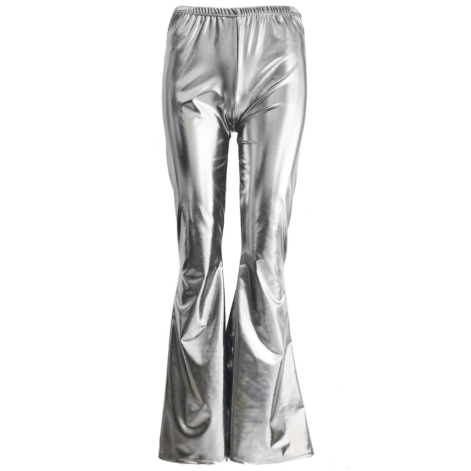 Women’s Slate Grey Leather Flare Pants – Wide Leg Genuine Leather Trousers main image 1