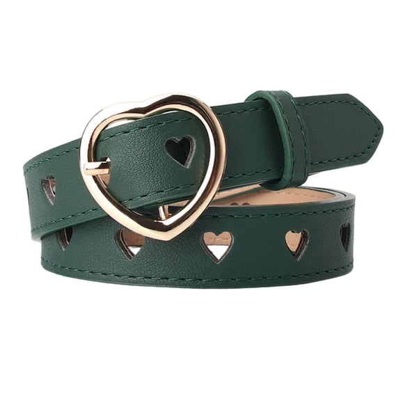 Stylish Women's Hollow Heart Buckle Belt Fashionable Leather Waist Cincher For Daily Casual Wear And Denim Jeans Accessory