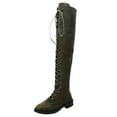 thumbnail image 1 of Xiaoxatg Stylish Women's Knee High Boots with Flock Material and Round Toe Design for Fashionable High Heel 7 Army Green, 1 of 7