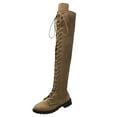 thumbnail image 1 of Xiaoxatg Stylish Women's Knee High Boots with Flock Material and Round Toe Design for Fashionable High Heel 8 Khaki, 1 of 7
