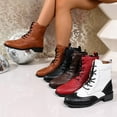 thumbnail image 1 of Stylish Women's Lace-Up Ankle Boots, Comfortable Thick-Heeled Short Boots, Fall & Winter Fashion, Multi-Color Engraved Design, 1 of 10