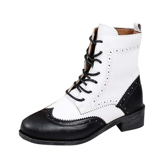 Stylish Women's Lace-Up Ankle Boots, Comfortable Thick-Heeled Short Boots, Fall & Winter Fashion, Multi-Color Engraved Design