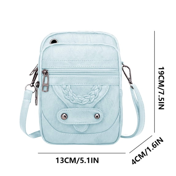 Stylish Women's Leather Crossbody Bag - Compact Triple Compartment Design with Card Slots, Perfect for Phones & Essentials