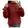 thumbnail image 1 of Stylish Women's Lined Turtleneck Loose Casual Long Sleeve Crew Neck Sweatshirt Solid Color Hoodless Pullover for Everyday Wear, 1 of 3