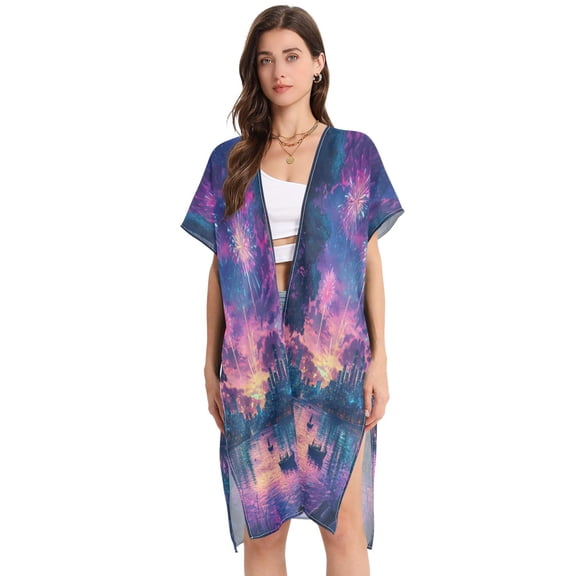 Stylish Women's Long Beach Cover-Up Swimwear Cover Ups Lightweight Resort Chic for Pool, Cruise Beautiful City