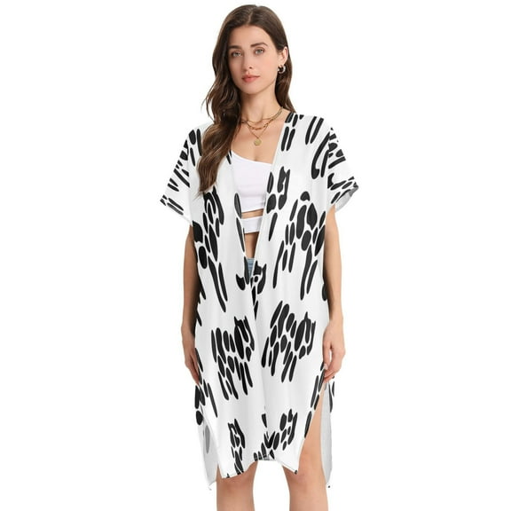 Stylish Women's Long Beach Cover-Up Swimwear Cover Ups Lightweight Resort Chic for Pool, Cruise Black Leopard Print Pattern