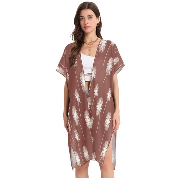 Stylish Women's Long Beach Cover-Up Swimwear Cover Ups Lightweight Resort Chic for Pool, Cruise Minimalist Dandelion Pattern