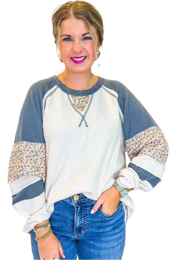 Stylish Women's Long Sleeve Top: Textured Fabric with Exposed Seams | [ZhiHiMeRi] | (US 4-6)S