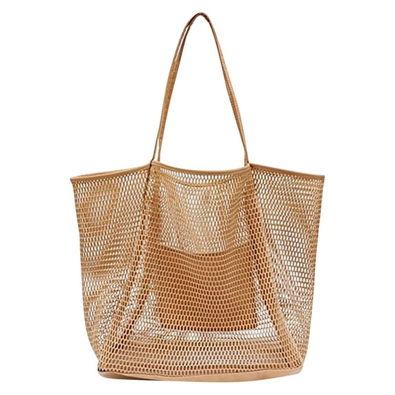 Stylish Women's Mesh Tote for Beach Pool and Summer Travel Lightweight Foldable Carryall Sand Design