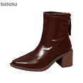 thumbnail image 1 of Stylish Women's Mid-Calf Boots Classic Leather Heel Everyday Casual Wear Comfortable Ankle Booties For Fall Winter, 1 of 7