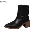 thumbnail image 1 of Stylish Women's Mid-Calf Boots Classic Leather Heel Everyday Casual Wear Comfortable Ankle Booties For Fall Winter, 1 of 7