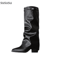 thumbnail image 1 of Stylish Women's Mid Calf Boots With Pointed Toe And Buckle Comfortable Heeled Boots For Fall Winter Fashion And Outdoor Wear, 1 of 7