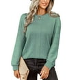 thumbnail image 1 of Stylish Women's Oversized Solid Color Crewneck Sweater - Long Sleeves, Autumn/Winter Knitwear, Gray Green, Size S Bienvenido, 1 of 7