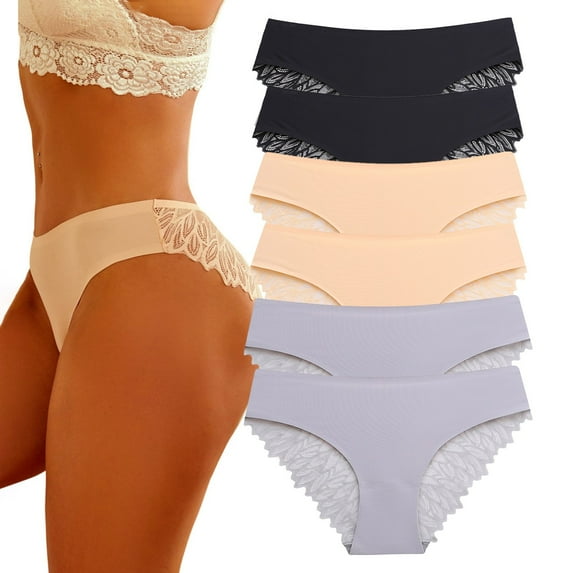 Stylish Women's Panties Seamless No Show Underwear Lightweight Bikini Lace Hipster Fashion Pack for Everyday Comfort 6PCS