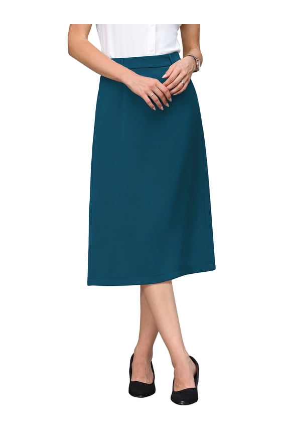 Stylish Women's Pencil Skirt with High Waist and Split Back for Work and Casual Wear 2XL Peacock Blue