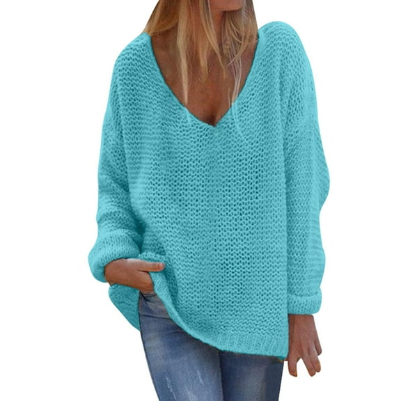 Stylish Women's Pullover Sweater V Neck Long Sleeve Knit Casual Top for Everyday Wear