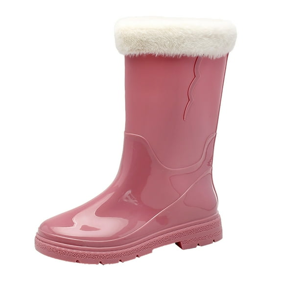 Stylish Women's Rain Shoes High Heel Knee High Comfort Lady Mid Calf Snow Boots Non Removable Outdoor Rubber Water Shoes