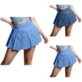 thumbnail image 1 of Stylish Women's Short Pleated Denim Skirt, A-Line Ruffle Y2K Mini, Casual Wear, 1 of 5