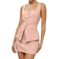 thumbnail image 1 of Stylish Women's Skirt Suit Set For Casual Wear Elegant Square Neck Design For Spring And Summer Outfits With High Heels Comfortable And Machine Washable, 1 of 2