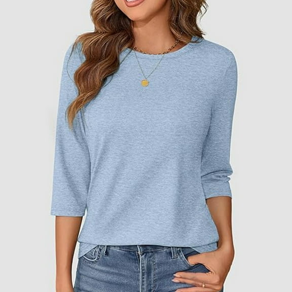 Stylish Women's T-Shirts Casual Round Neck Comfortable Quarter Sleeve Top for All Occasions