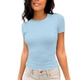 thumbnail image 1 of Stylish Women's T-Shirts Casual Slim Fit Short Sleeve Crew Neck Crop Tops for Everyday Wear 2025, 1 of 5