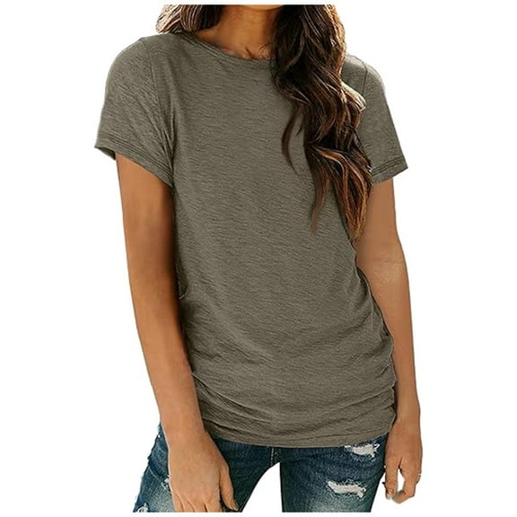 Stylish Women's T-Shirts Casual Solid Color Crew Neck Short Sleeved Tee for Everyday Wear and Relaxed Outfits