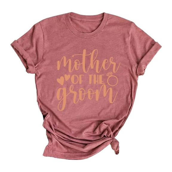 Stylish Women's T-Shirts Elegant Letter Print Bride Round Neck Short Sleeve T-Shirt Ideal for Wedding Events and Bridal Celebrations