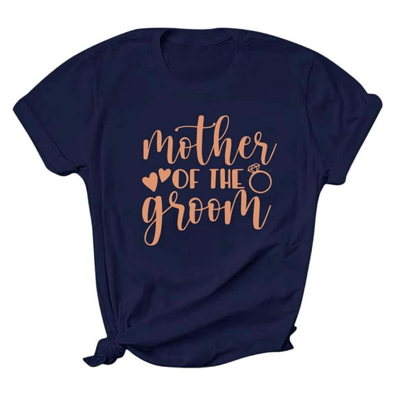 Stylish Women's T-Shirts Elegant Letter Print Bride Round Neck Short Sleeve T-Shirt Ideal for Wedding Events and Bridal Celebrations