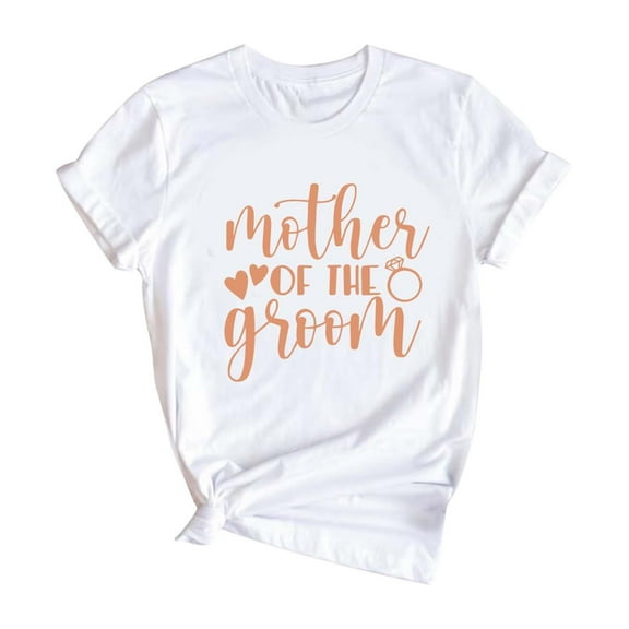 Stylish Women's T-Shirts Elegant Letter Print Bride Round Neck Short Sleeve T-Shirt Ideal for Wedding Events and Bridal Celebrations