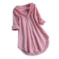 thumbnail image 1 of Stylish Women's T-Shirts Stripe Loose Blouse Turn-down Button Long Sleeve Top for Modern Fashionista, 1 of 6