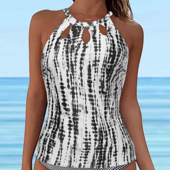 Stylish Women's Tankini Set - Lace Up Swimwear Tops with Underwire Full Coverage Bikini Push Up Crop Top for Beach and Pool