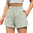thumbnail image 1 of Stylish Women's Vertical Stripe High Waist Wide Leg Beach Shorts for Summer - Comfortable, Lightweight, Versatile for Beach, 1 of 4