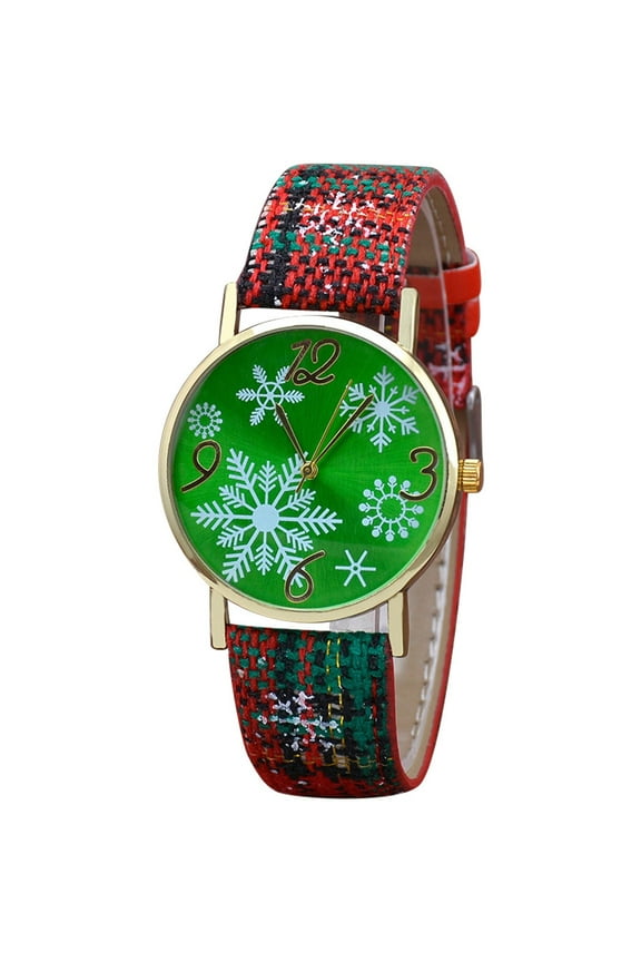 Stylish Women's Watch - Christmas Casual Leather Snowflake Quartz Timepiece for Holiday Gifting and Everyday Wear