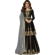 Stylish Womens Wear Designer Pakistani Indian Salwar Kameez Anarkali Lengha Suits  Black, S - 38