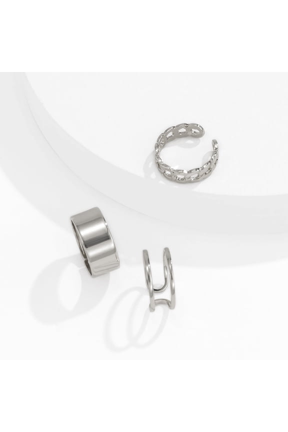 Stylish Womens C-Shaped Alloy Ring Set, Geometric Design, Electroplated Finish, Ins Style Fashion Ring for Women