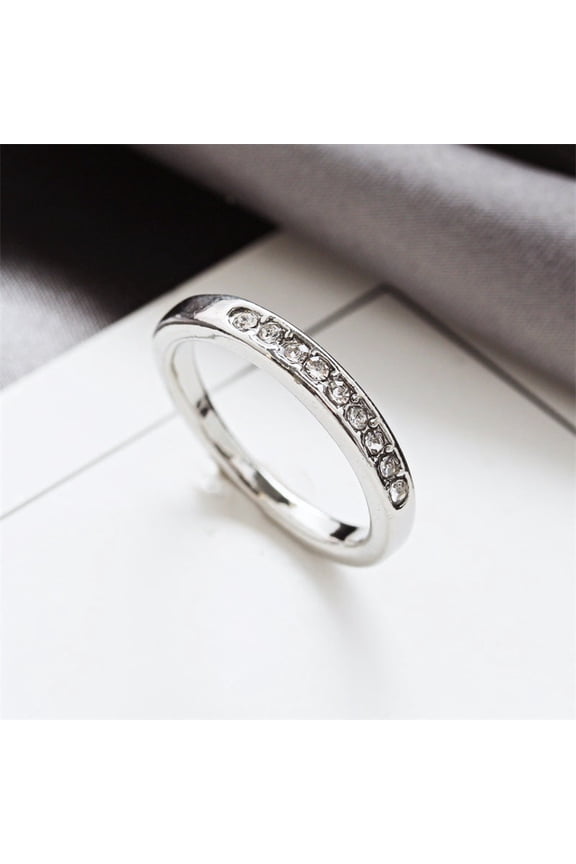 Stylish Womens U-Shape Ring: Diamond Alloy Single Circle Design, Compact and Chic Everyday Jewelry