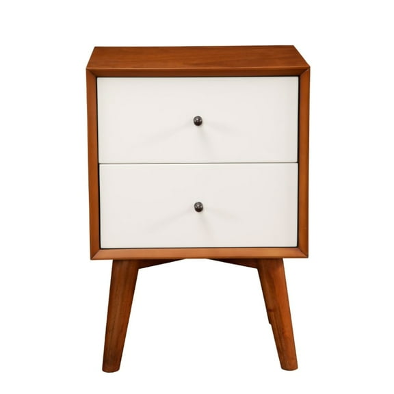 Alpine Furniture Flynn 2 Drawer Two Tone Wood Nightstand in Acorn-White