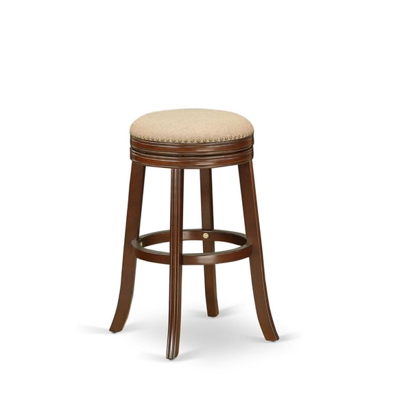 Stylish Wooden Swivel Barstool | 30 Seat Height | Mahogany Leg | Mocha Upholstery | Elegant Design for Kitchen, Pool, or Game Room