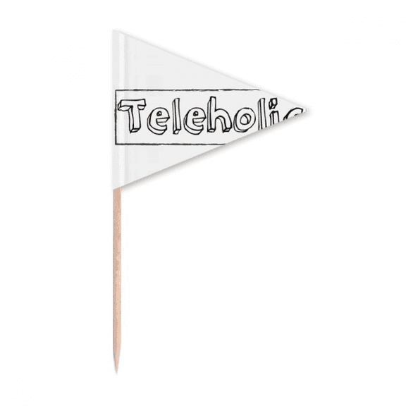 Stylish Word Teleholic Art Deco  Fashion Toothpick Triangle Cupcake Toppers Flag