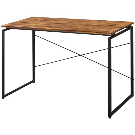 Stylish Workspace Desk With Rectangular Wood Surface And Metal Sled Modern Office Table Platform Legs
