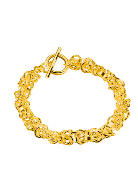 Stylish Yellow Gold Plated Toggle Bracelet with Knotted Links - Women's Special Occasion Jewelry
