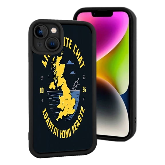 Stylish Yellow UK Map iPhone 15 Case - Lightweight Yellowing Resistant with Fun Phrases & Starry Background - Perfect for Trendy Protection