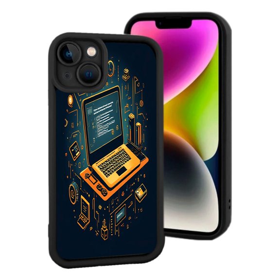Stylish Yellowing Resistant Lightweight Phone Case for iPhone 15 - Modern Design with Tech-Inspired Patterns Perfect for Daily Use