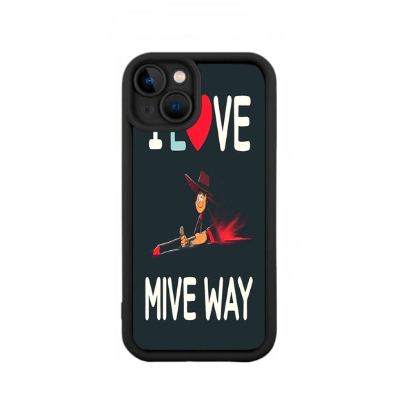 Stylish Yellowing Resistant Lightweight iPhone 15 Case - Artistic Design with Bold Text and Heart Symbol