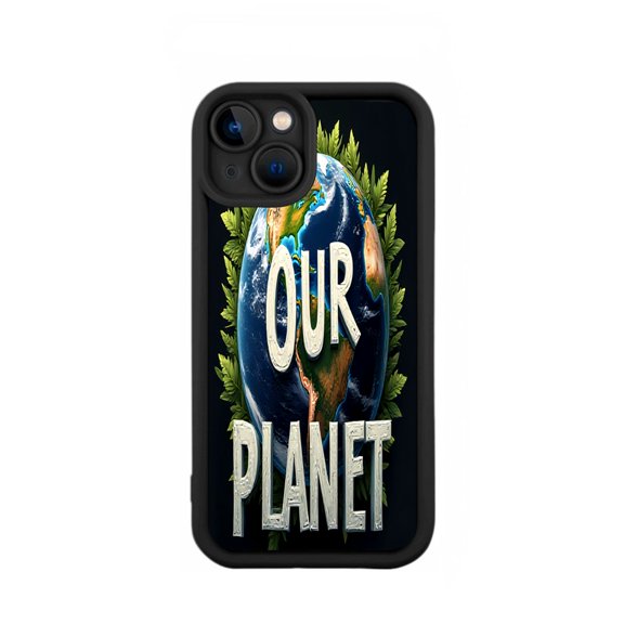 Stylish Yellowing Resistant Lightweight iPhone 15 Case - Eco - Friendly Design with Earth and Leaves Pattern for Environmental Awareness