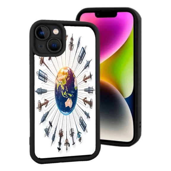 Stylish Yellowing Resistant Lightweight iPhone 15 Case - Futuristic Pattern Design with Symmetrical Tech-Inspired Elements
