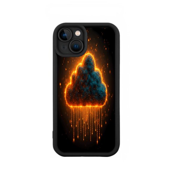 Stylish Yellowing Resistant Lightweight iPhone 15 Case - Modern Tech-Inspired Design with Glowing Orange and Blue Dots Perfect for Data Flow Enthusiasts