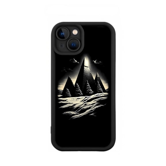 Stylish Yellowing Resistant Lightweight iPhone 15 Case - Monochromatic Design with Dramatic Shadows and Flying Birds