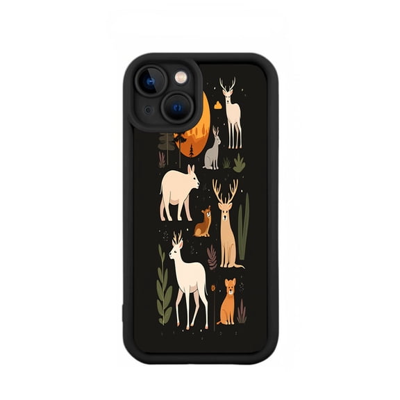 Stylish Yellowing Resistant Lightweight iPhone 15 Case - Whimsical Animal Pattern Design with Colorful Creatures and Nature Elements