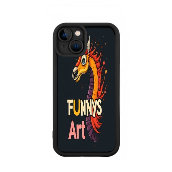 Stylish Yellowing Resistant Lightweight iPhone 15 Case with Colorful Dragon Head Design and Bold ' FUNNY ' S Art ' Text